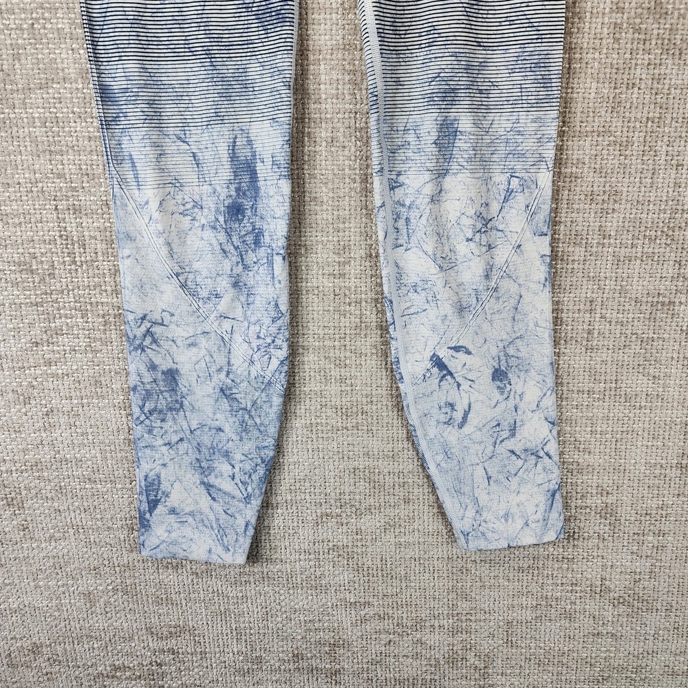 Lululemon Striped Crinkle Look Leggings‎ Womens *Medium (8-10) Blue 24x26 - Picture 4 of 12
